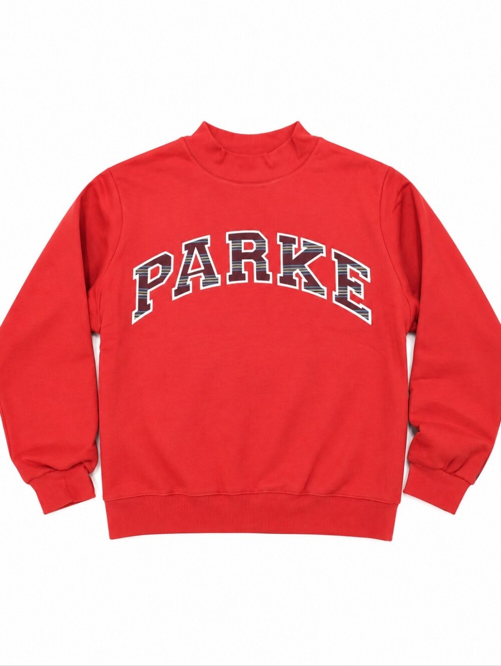 PARKE Varsity Mockneck Cola+Port Stripe L/XL Nwt Red Stripes